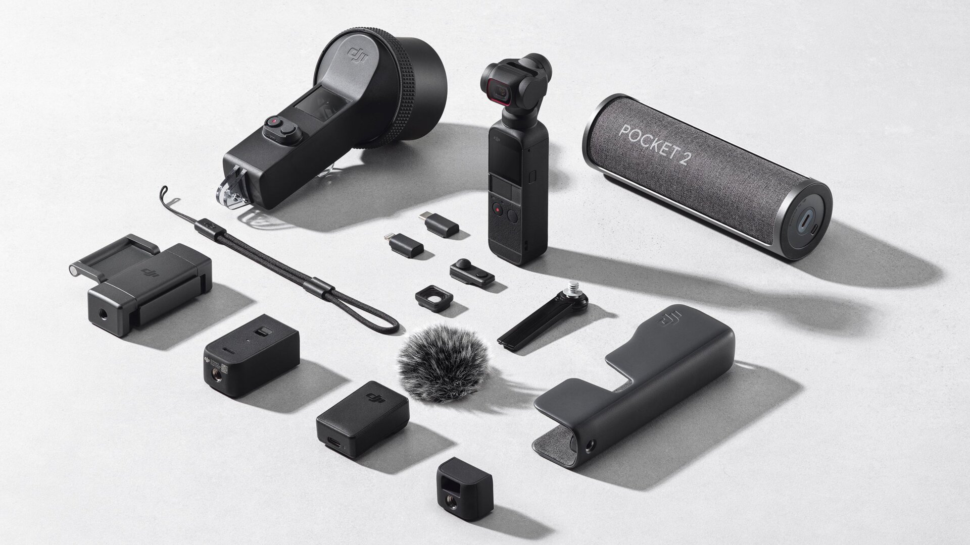 The DJI Pocket 2 with its entire range of add-ons and accessories.