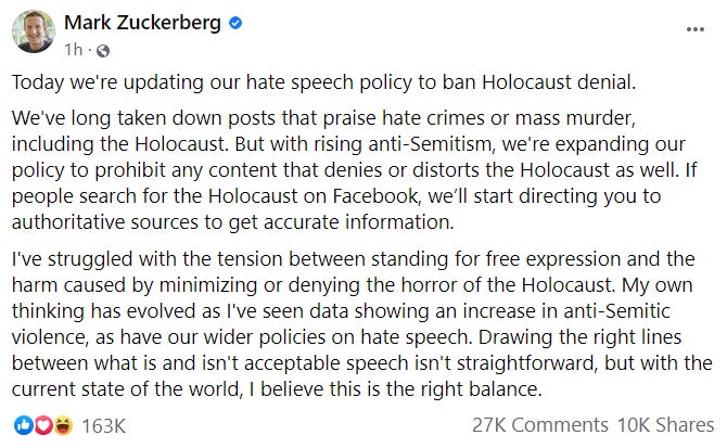 Screenshot: Mark Zuckerberg