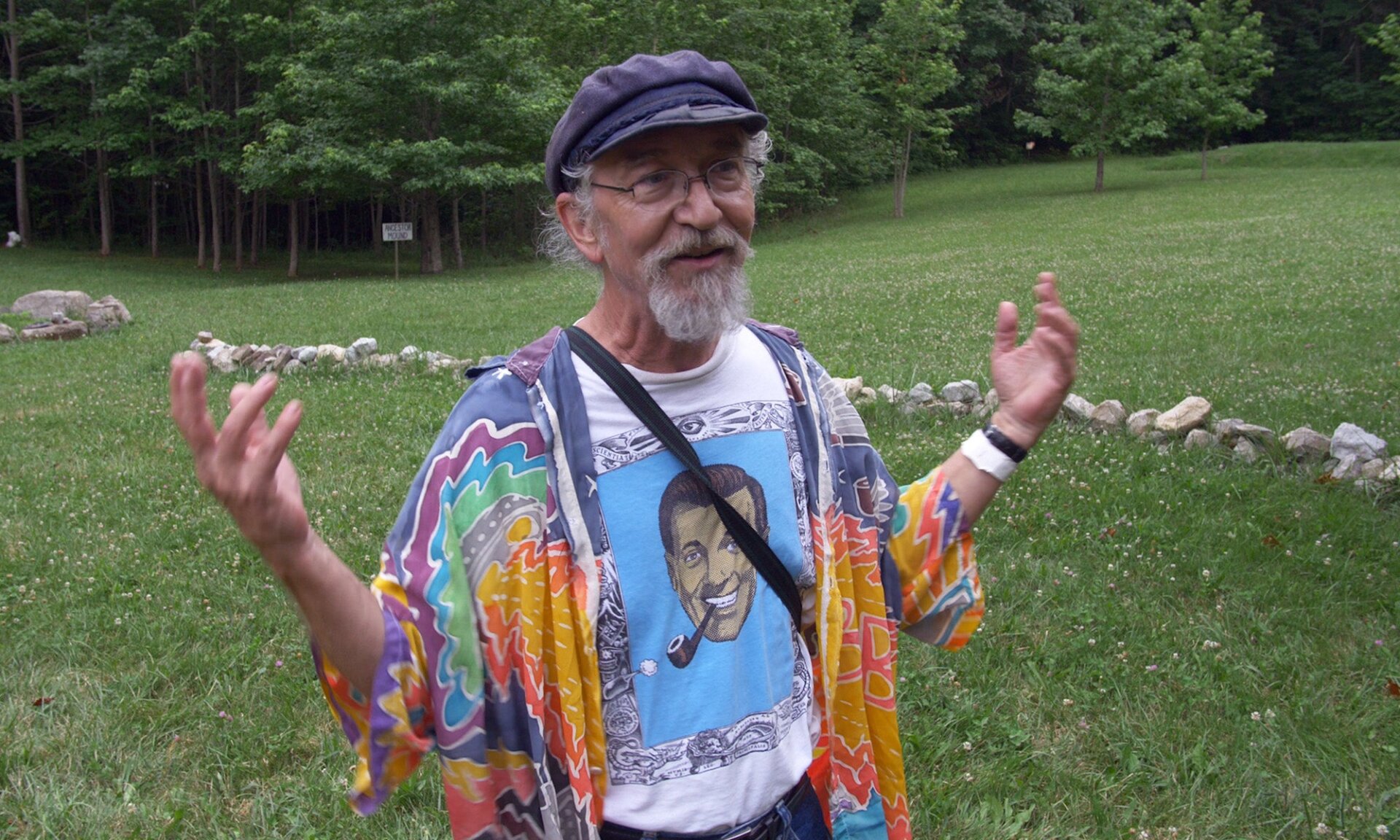 Dr. Ivan Stang wearing a J.R. “Bob” Dobbs t-shirt.