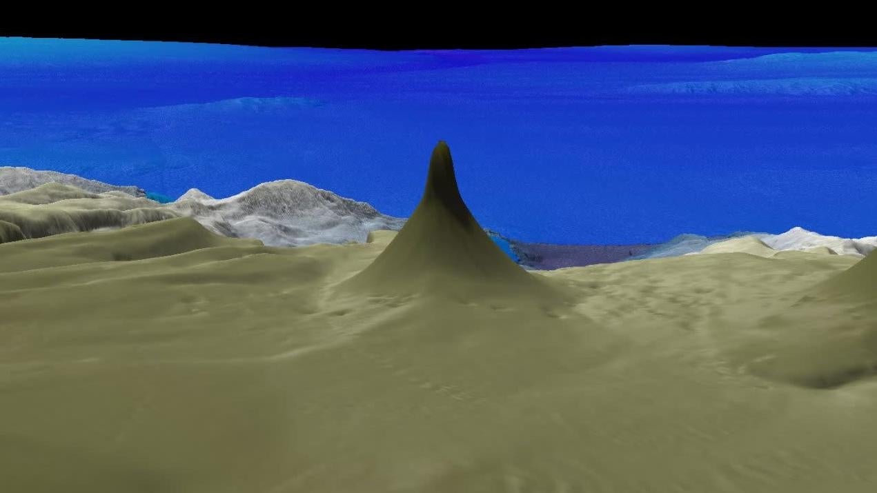 Digital seafloor map showing the newly detected detached reef.