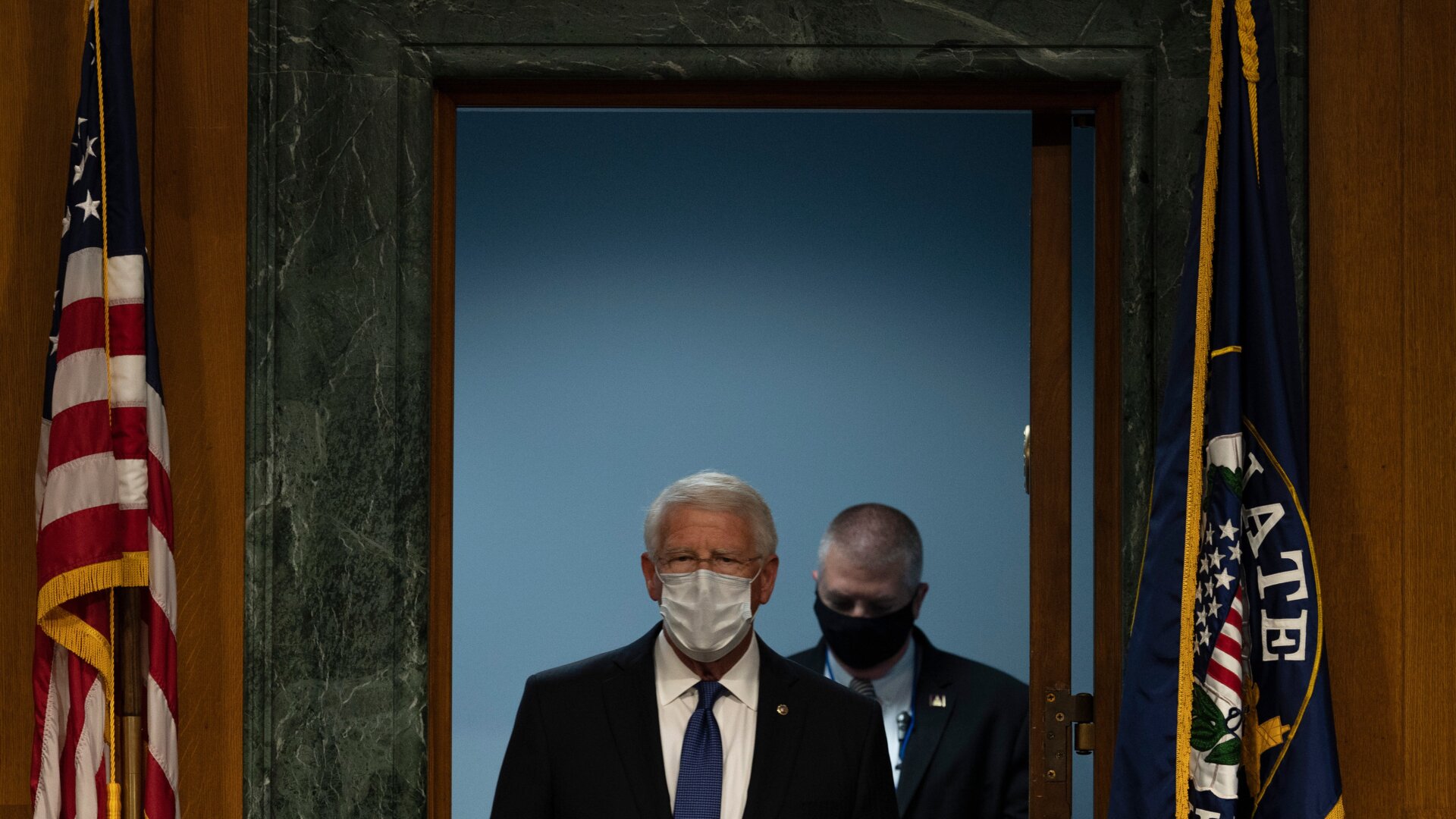 Sen. Roger Wicker (R-MS), Chairman of the Senate Committee on Commerce, Science, and Transportation, arrives for a hearing on May 6 in Washington, D.C.