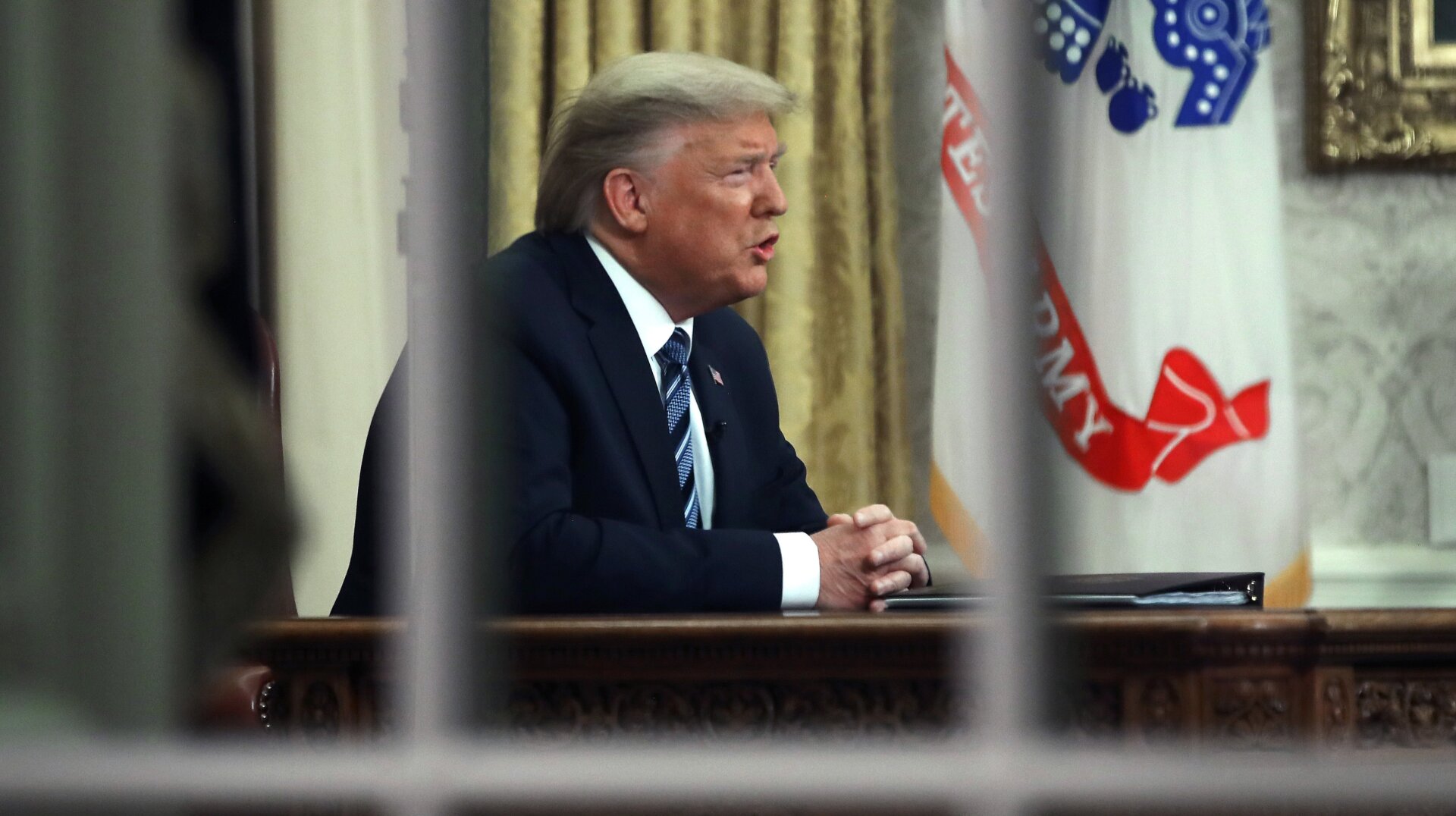 The president, as seen through a normal-sized window.