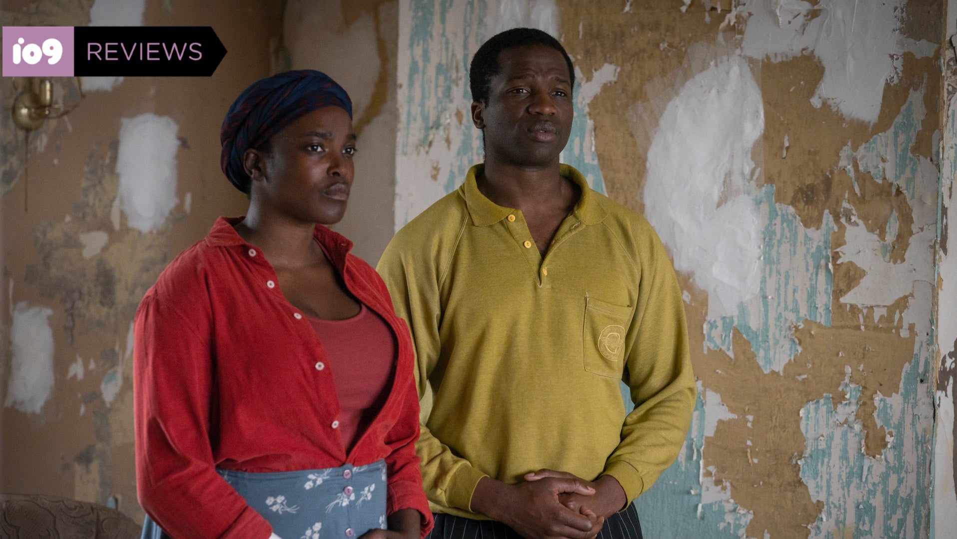 Rial (Wunmi Mosaku) and Bol (Ṣọpẹ́ Dìrísù) in their new home.