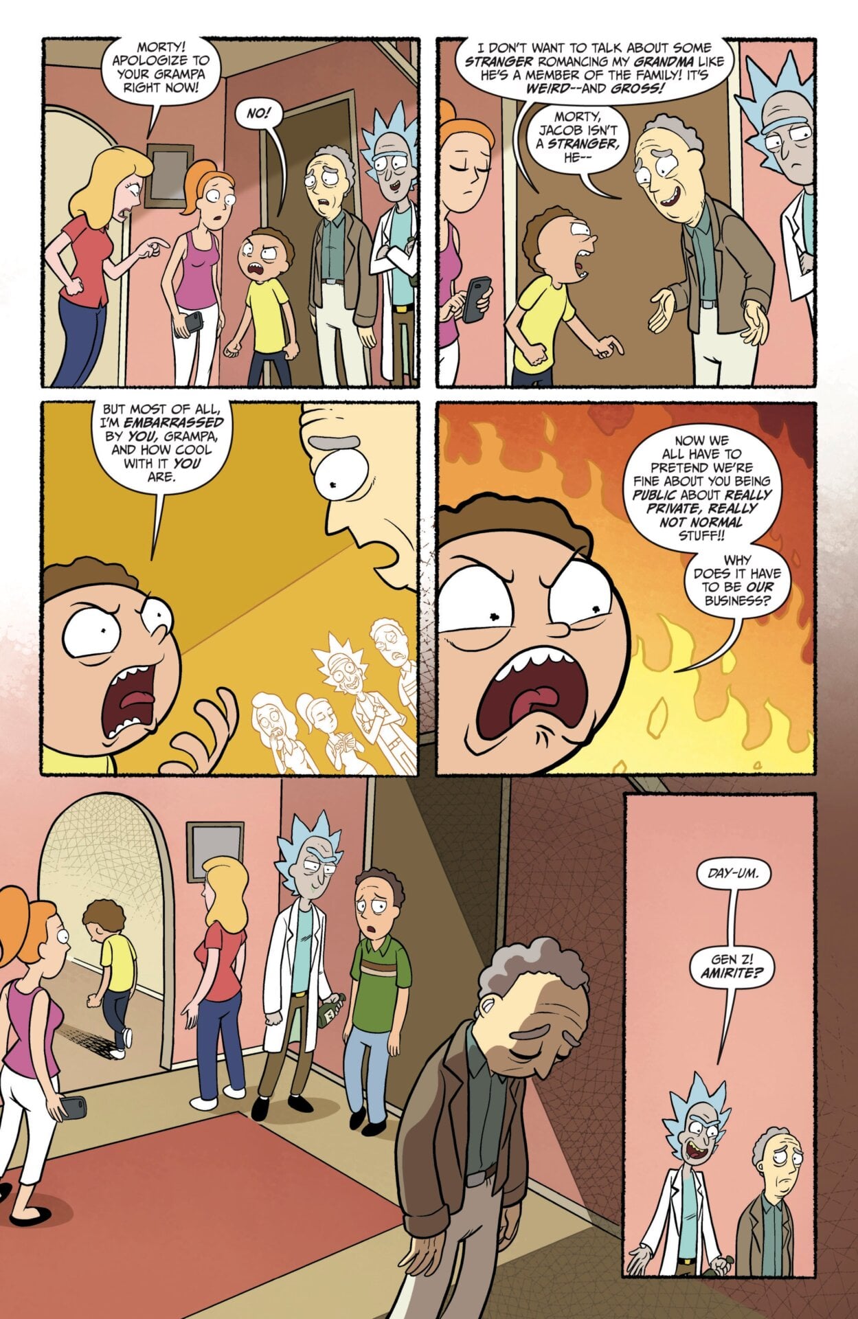 Morty explaining to Leonard how it’s not really appropriate for people to share details about their sex lives with their grandchildren.