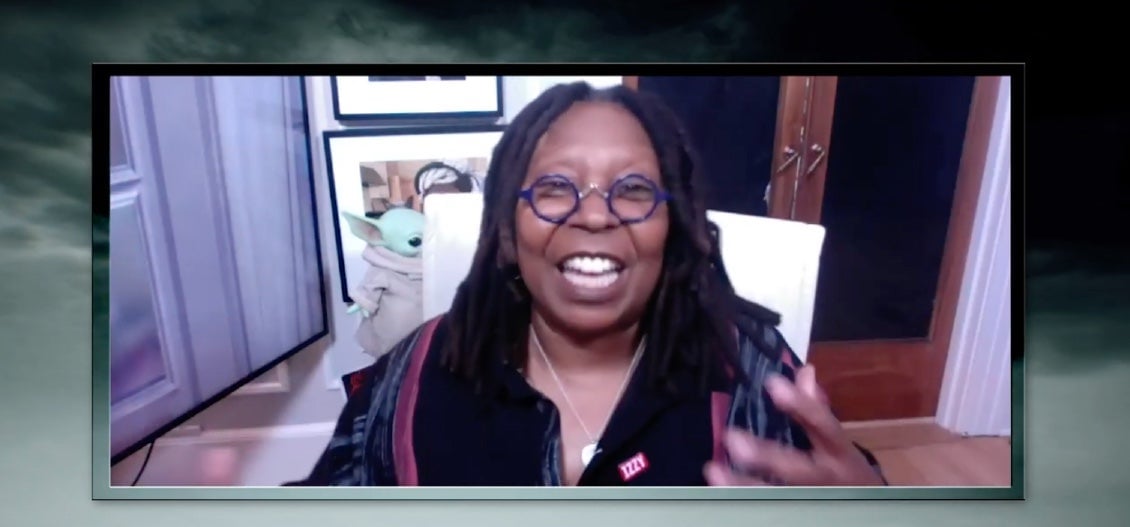 Whoopi Goldberg with the casual Baby Yoda presence, making us love her even more.