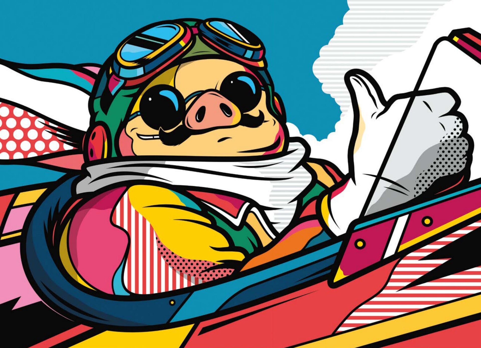 “Porco Rosso” by Van Orton, Archival pigment print, 24 x 18"