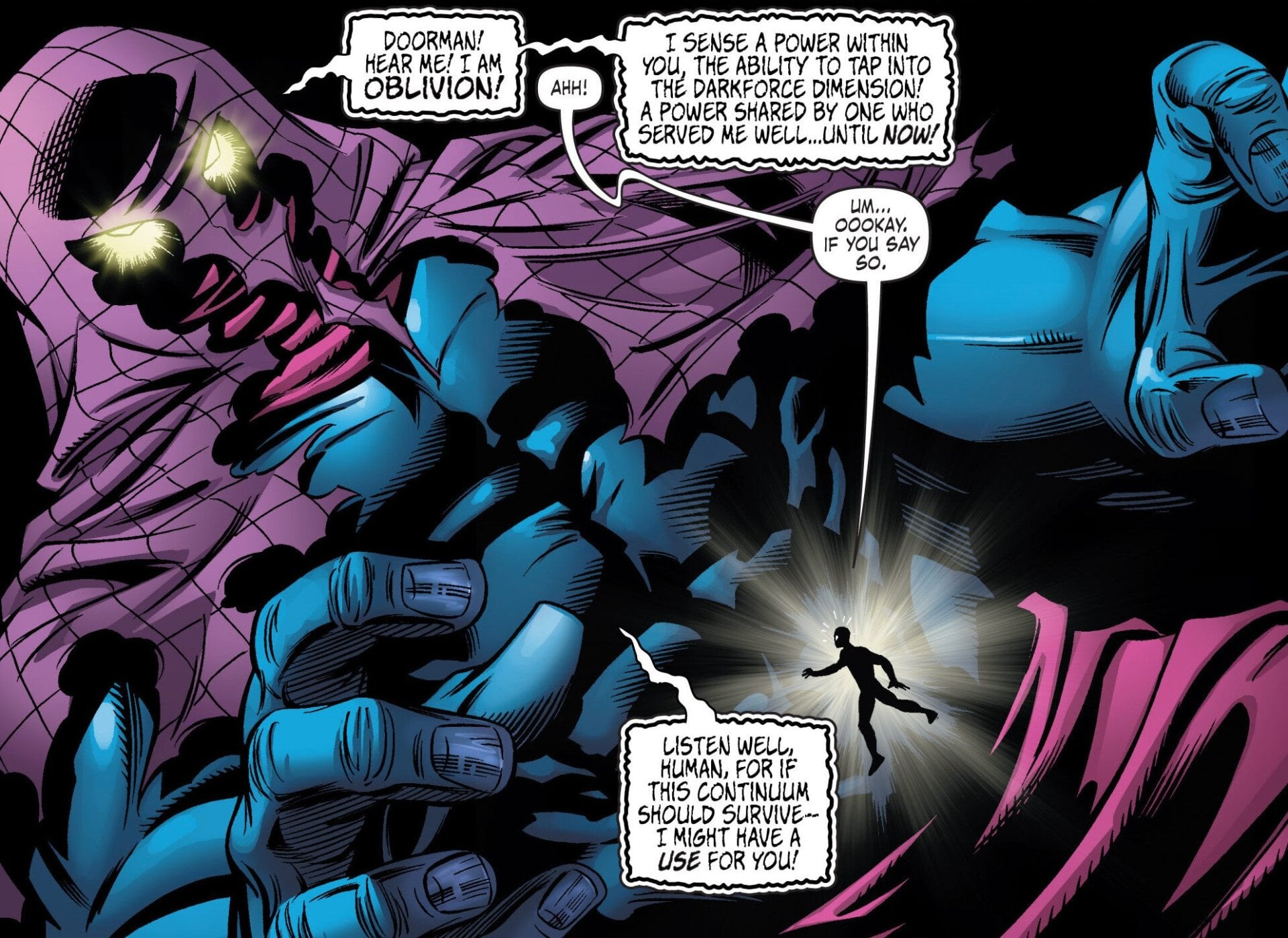 Oblivion offering Doorman a new job.