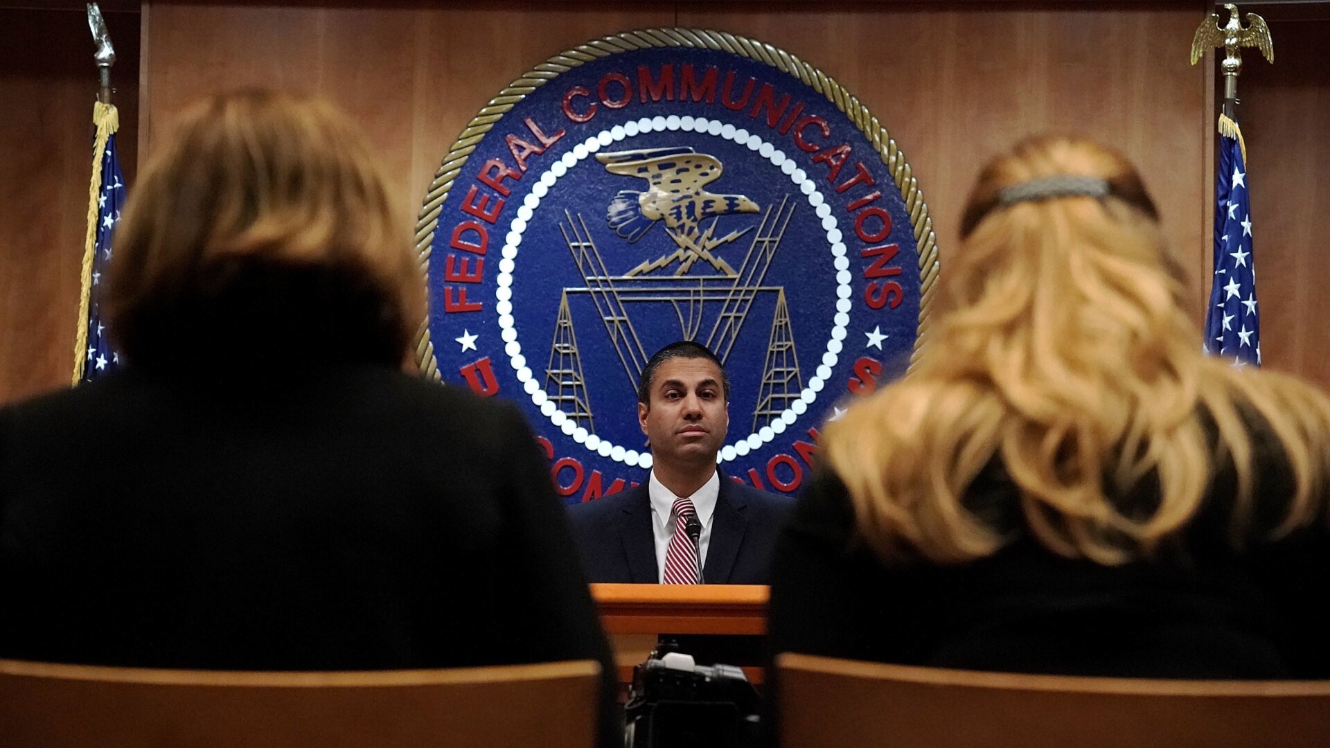Federal Communications Commission Chairman Ajit Pai listens during a commission meeting on December 14, 2017 in Washington, DC.