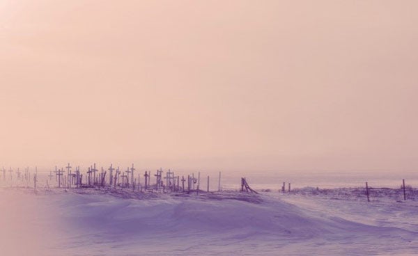 Site of the mass grave in Brevig Mission, Alaska, where 72 of the small village’s 80 adult inhabitants were buried after succumbing to the deadly 1918 pandemic virus.