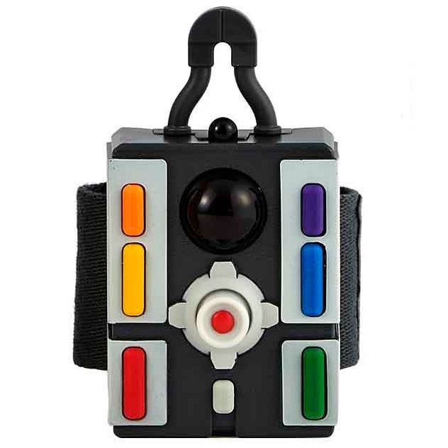 The toy’s wireless remote is designed to look like the tracking fobs used in The Mandalorian.