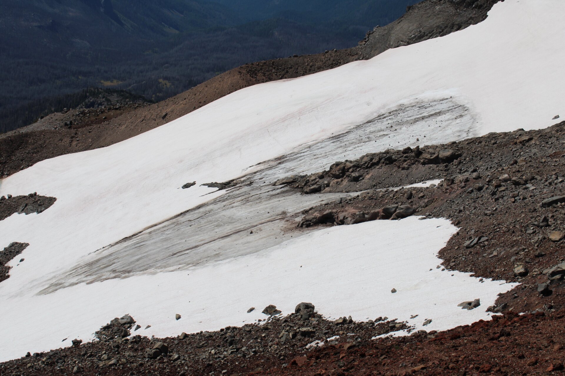 The ice and snow remnants of Clark Glacier.