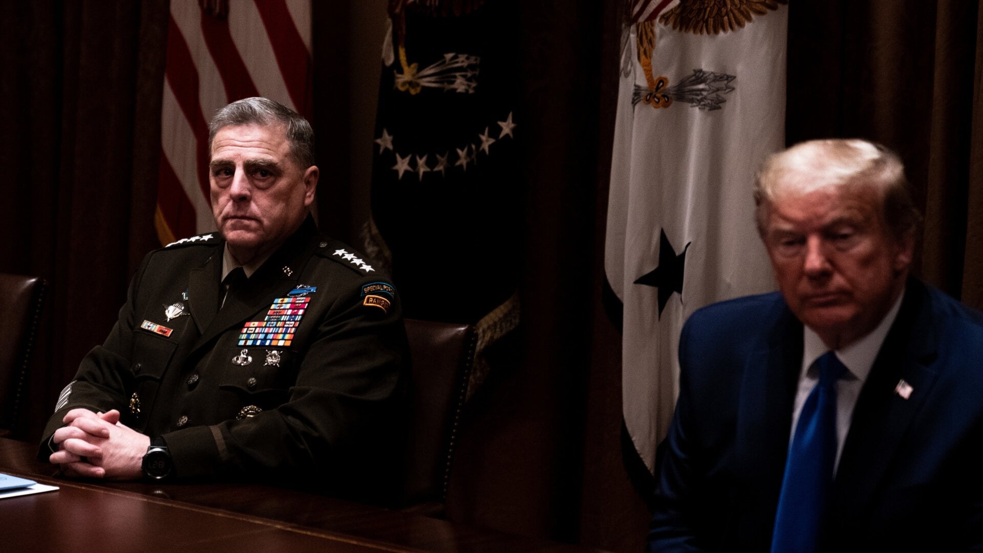 Joint Chiefs of Staff Chairman Mark Milley in a meeting with Donald Trump on May 9.
