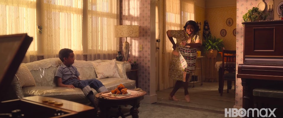 The boy’s grandmother trying to bring him out of a funk.