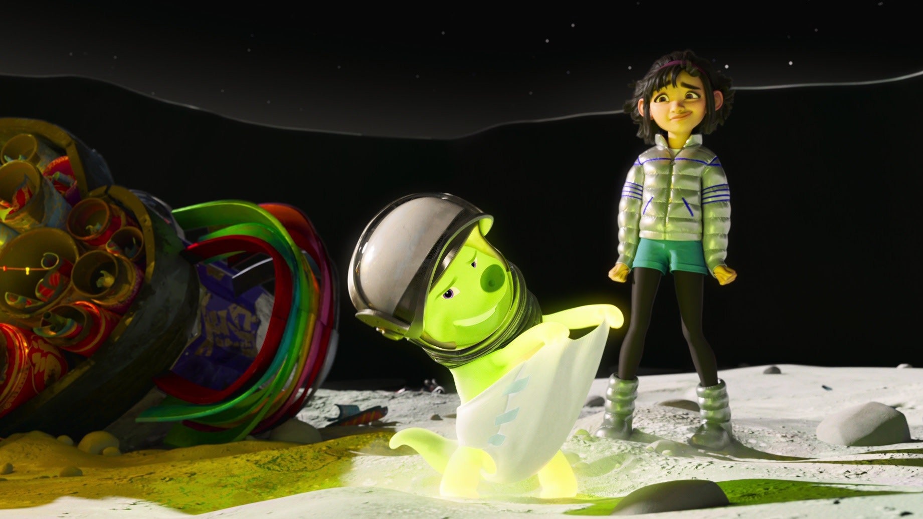 Fei Fei and Gobi, voiced by Cathy Ang and Ken Jeong respectively.