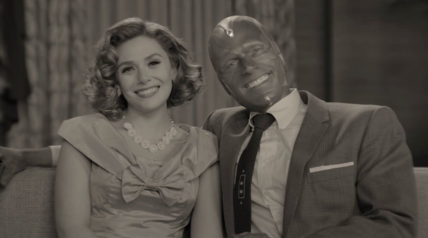 The Scarlet Witch and the Vision, in 50's marital bliss.