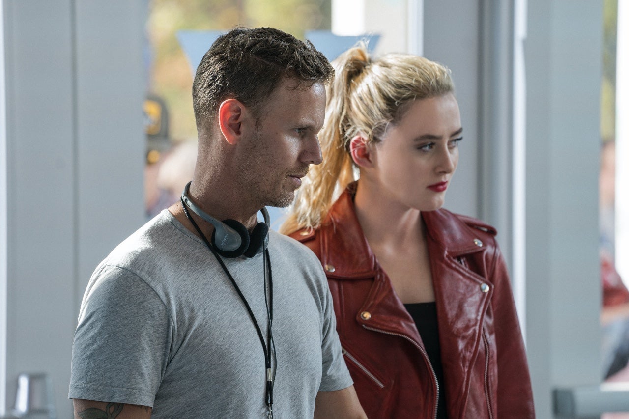 Christopher Landon and Kathryn Newton on the set of Freaky.