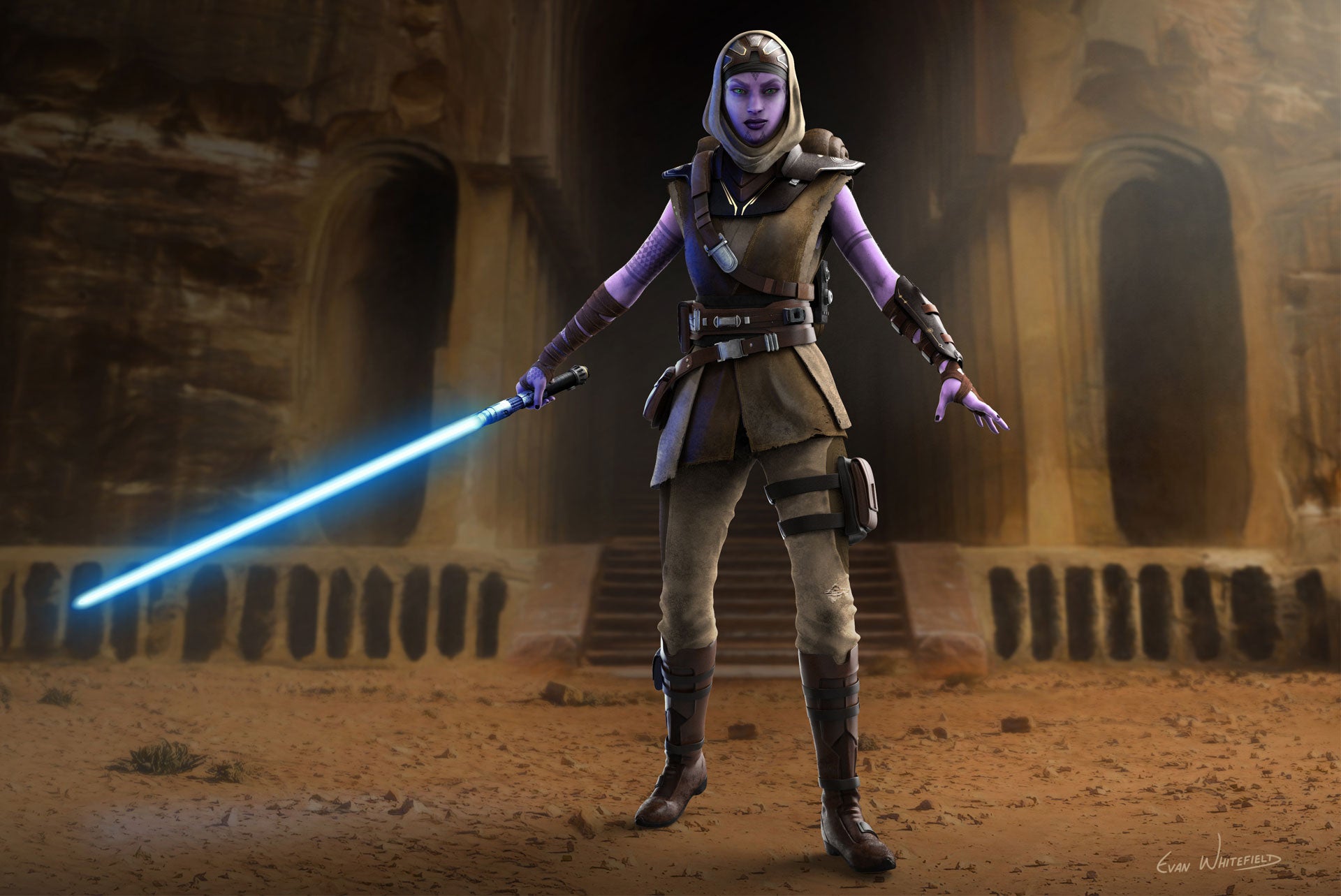 Concept art of High Republic Jedi Padawan Ady Sun’Zee, whom you’ll control.