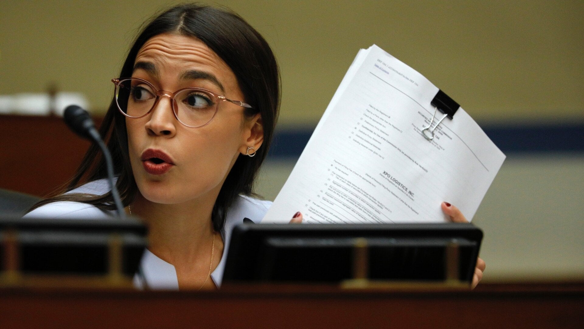 Rep. Alexandria Ocasio-Cortez at a hearing.