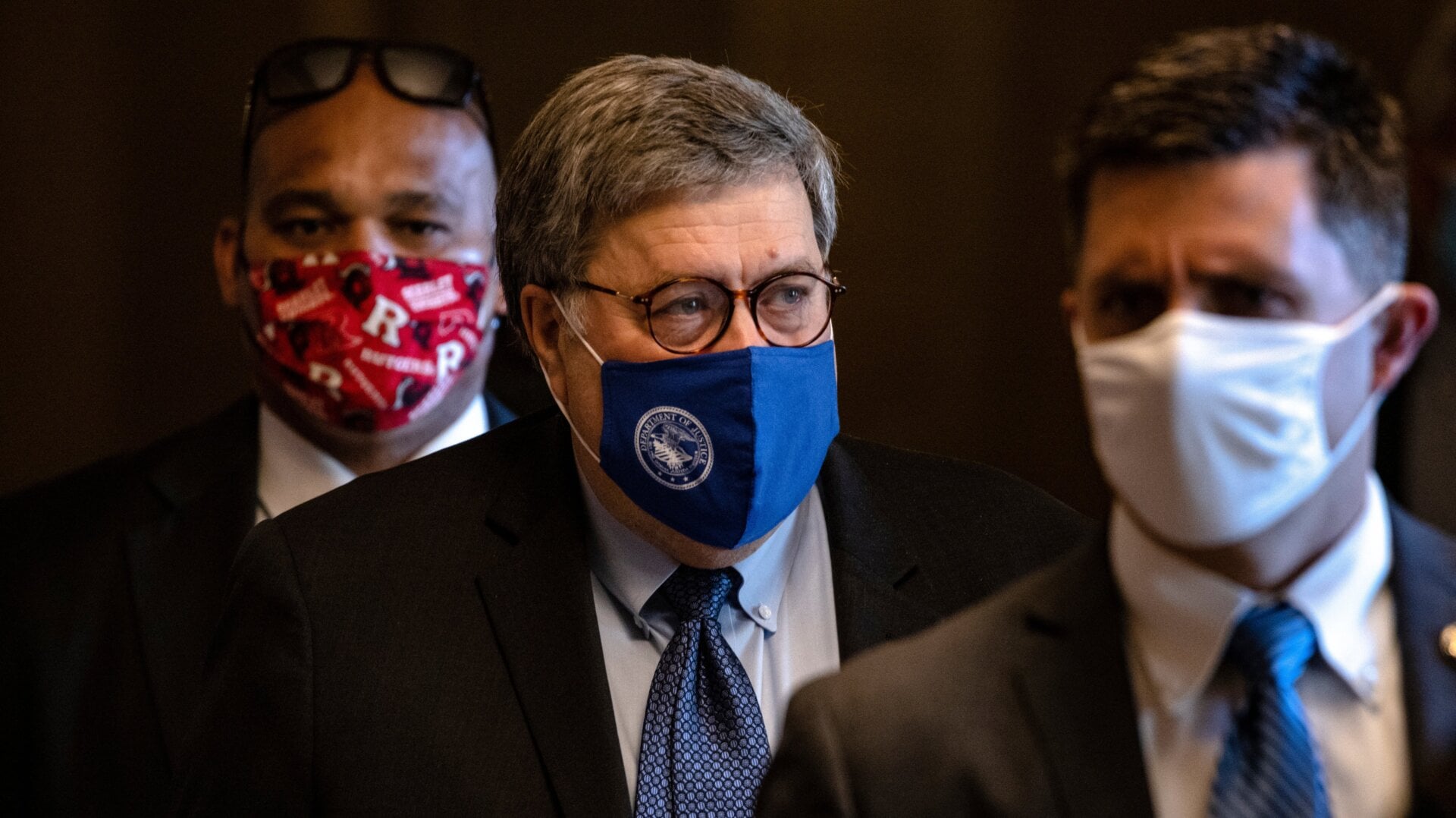 Attorney General Bill Barr leaves the US Capitol after meeting with Senate Majority Leader Mitch McConnell (R-KY) in his office on November 9, 2020 in Washington, DC.