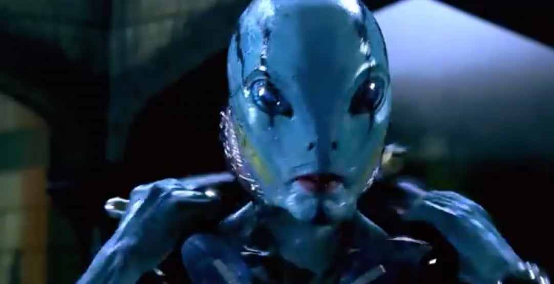 Abe can survive out of the water thanks to a special breathing apparatus.