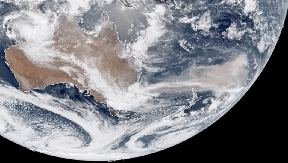 Smoke drifts thousands of miles off Australia’s coast in early January.