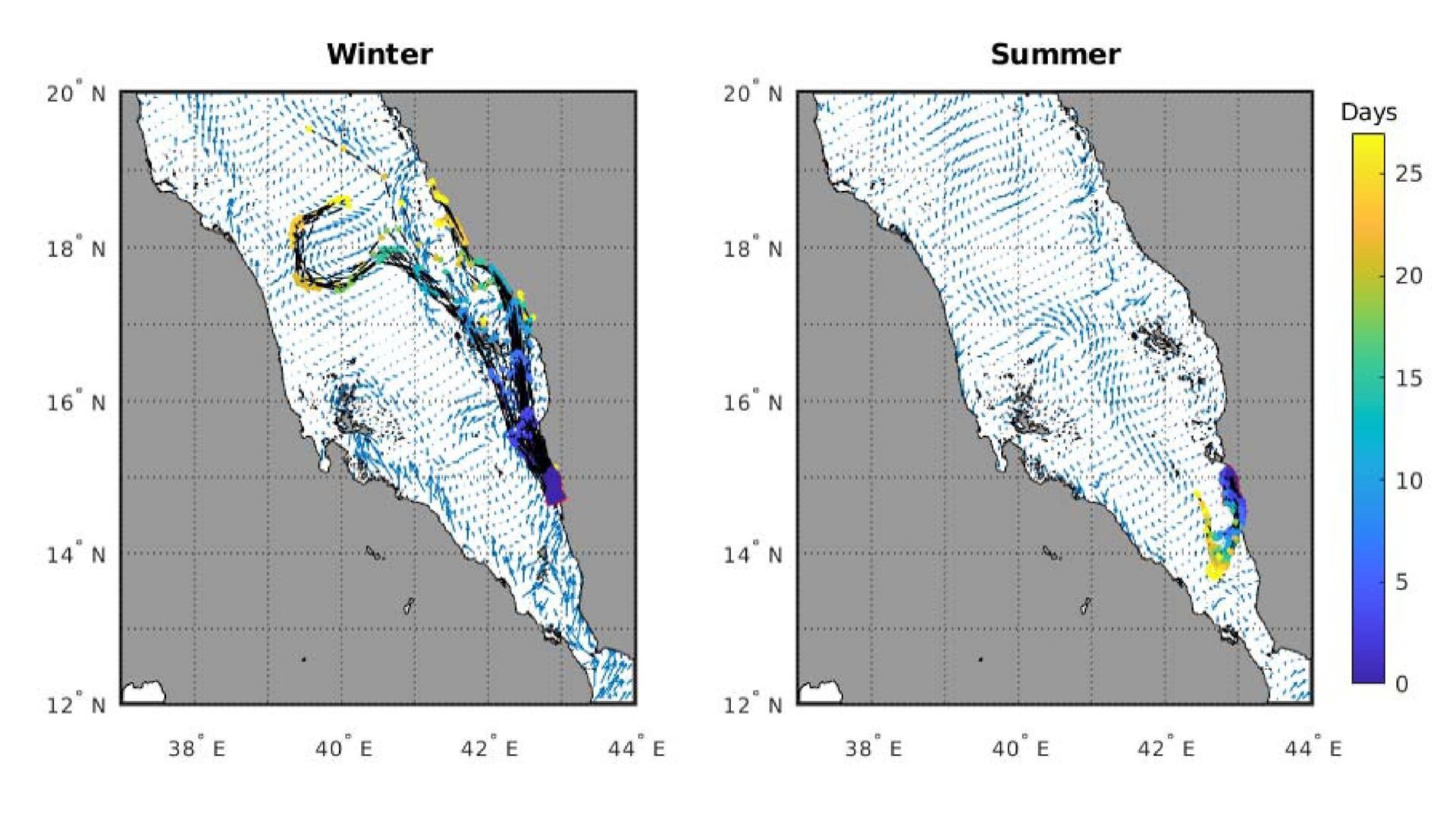 Computer simulations showing the possible spread of oil from the abandoned tanker. 