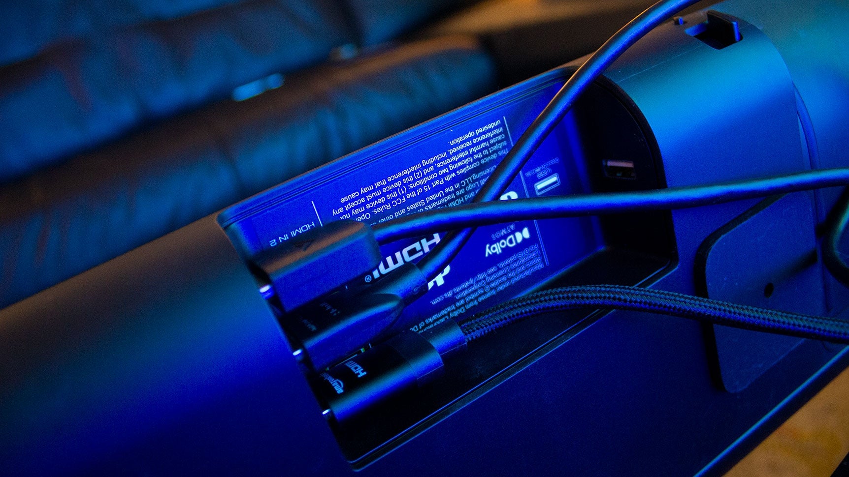 One half of the ports! Two HDMI Inputs! I’m sorry it’s upside down but this thing is hard to move once it’s set up.