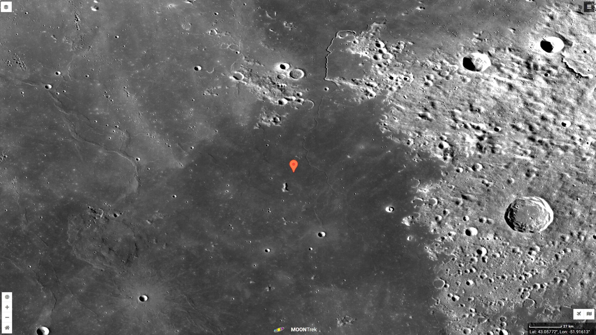 The presumed landing site of the Chang’e 5 mission at Mons Rümker. 