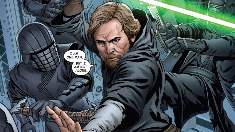 Luke Skywalker taking out some foes.