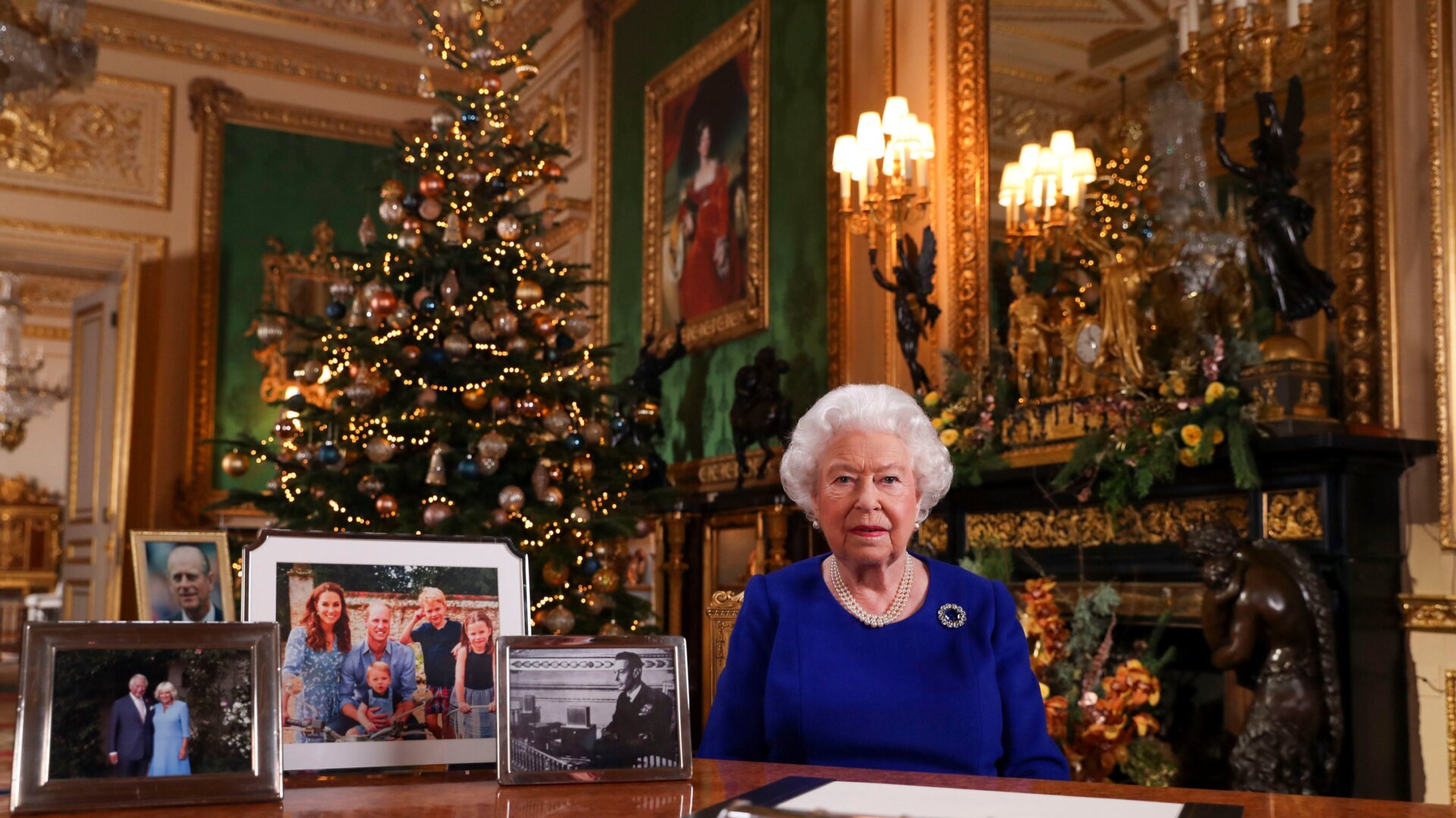 In this undated photo, Queen Elizabeth II records her annual Christmas broadcast in Windsor Castle, Berkshire, England.