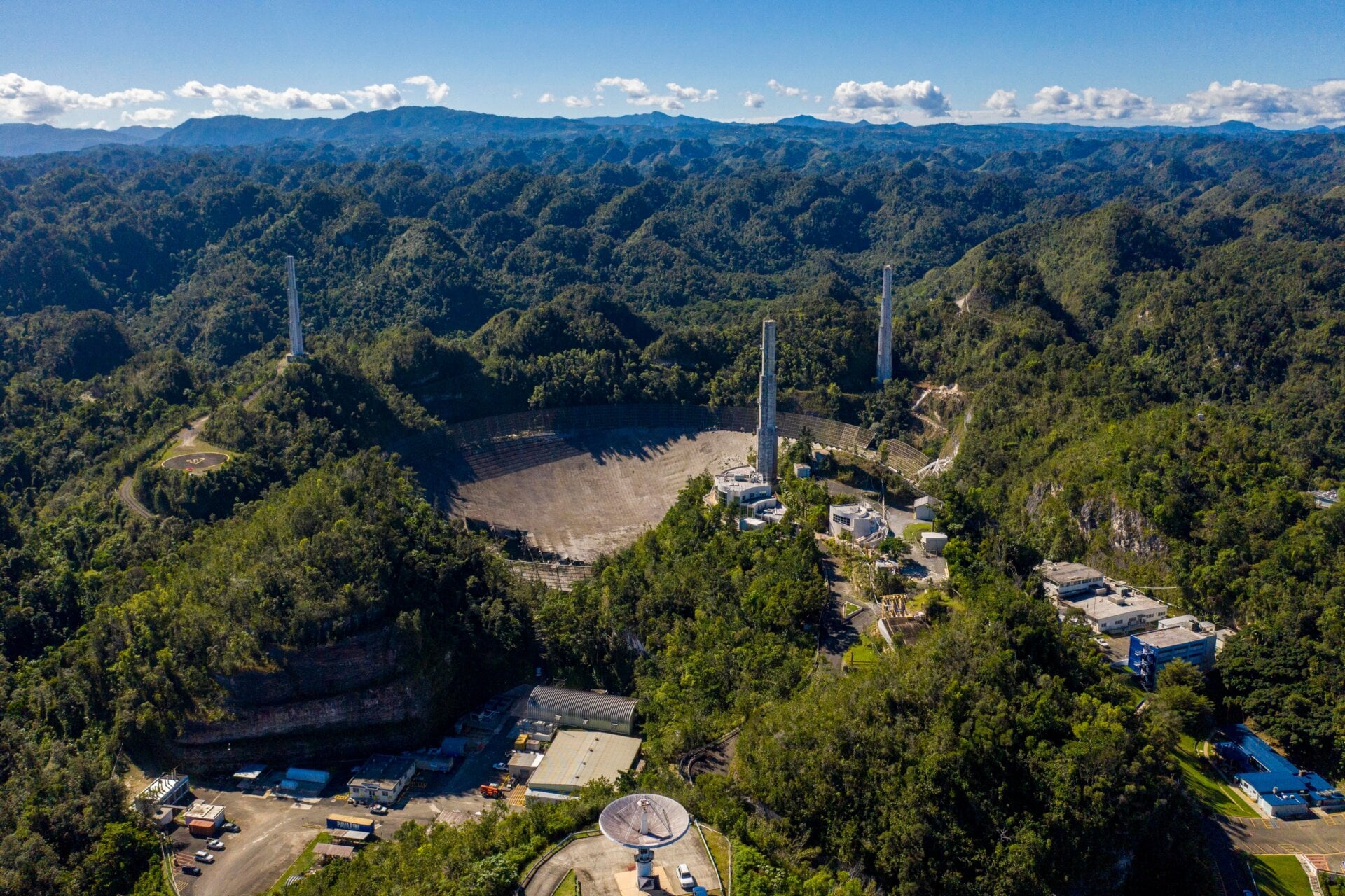 An aerial view of the Arecibo Observatory after the collapse on December 1, 2020. 