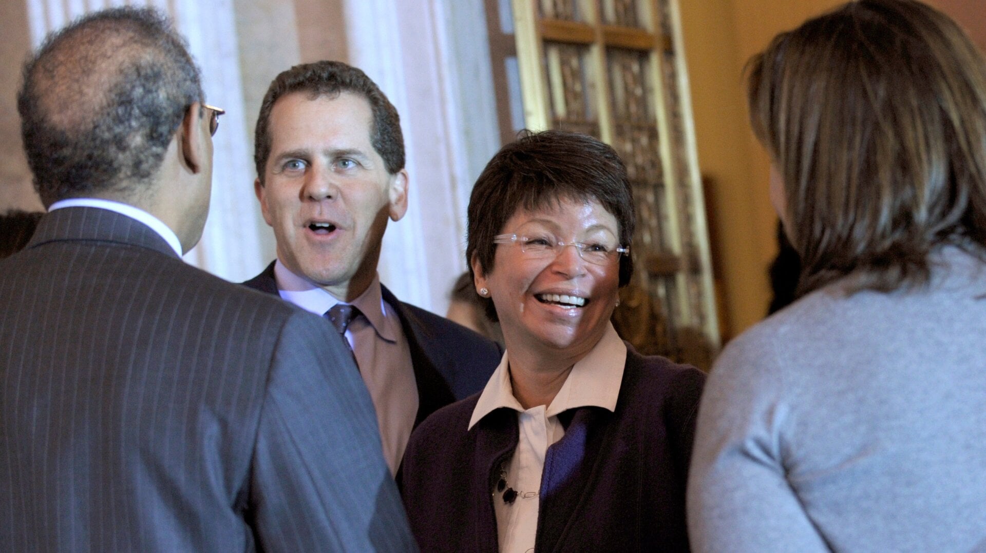 File photo of Michael S. Barr, second from the left, in 2010, then Assistant Treasury Secretary for Financial Institutions in the Obama administration.
