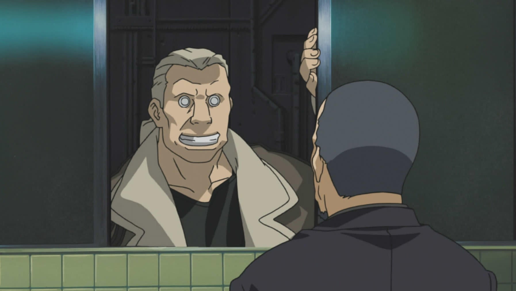 Batou greeting someone.