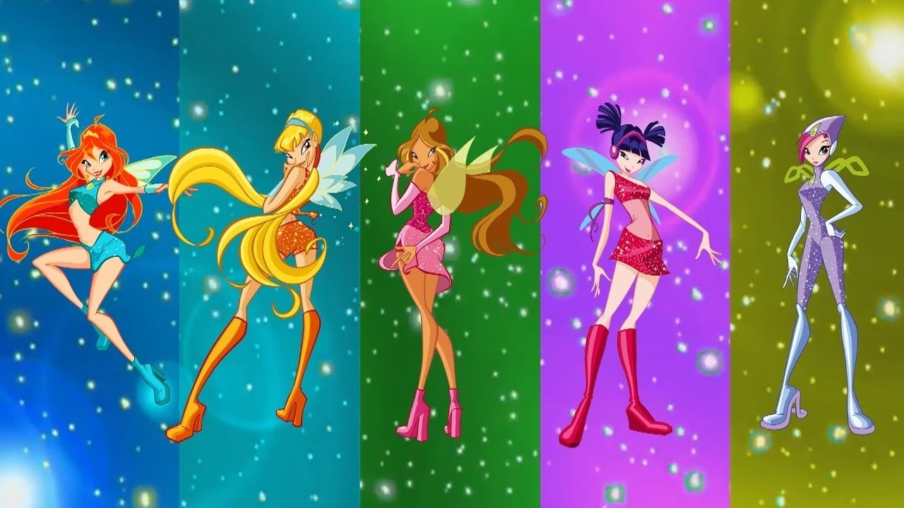 Bloom (left) and the other fairies in Winx Club. 