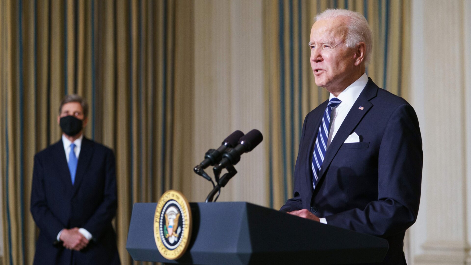 President Joe Biden speaks on tackling climate change at the White House on Jan. 27, 2021.