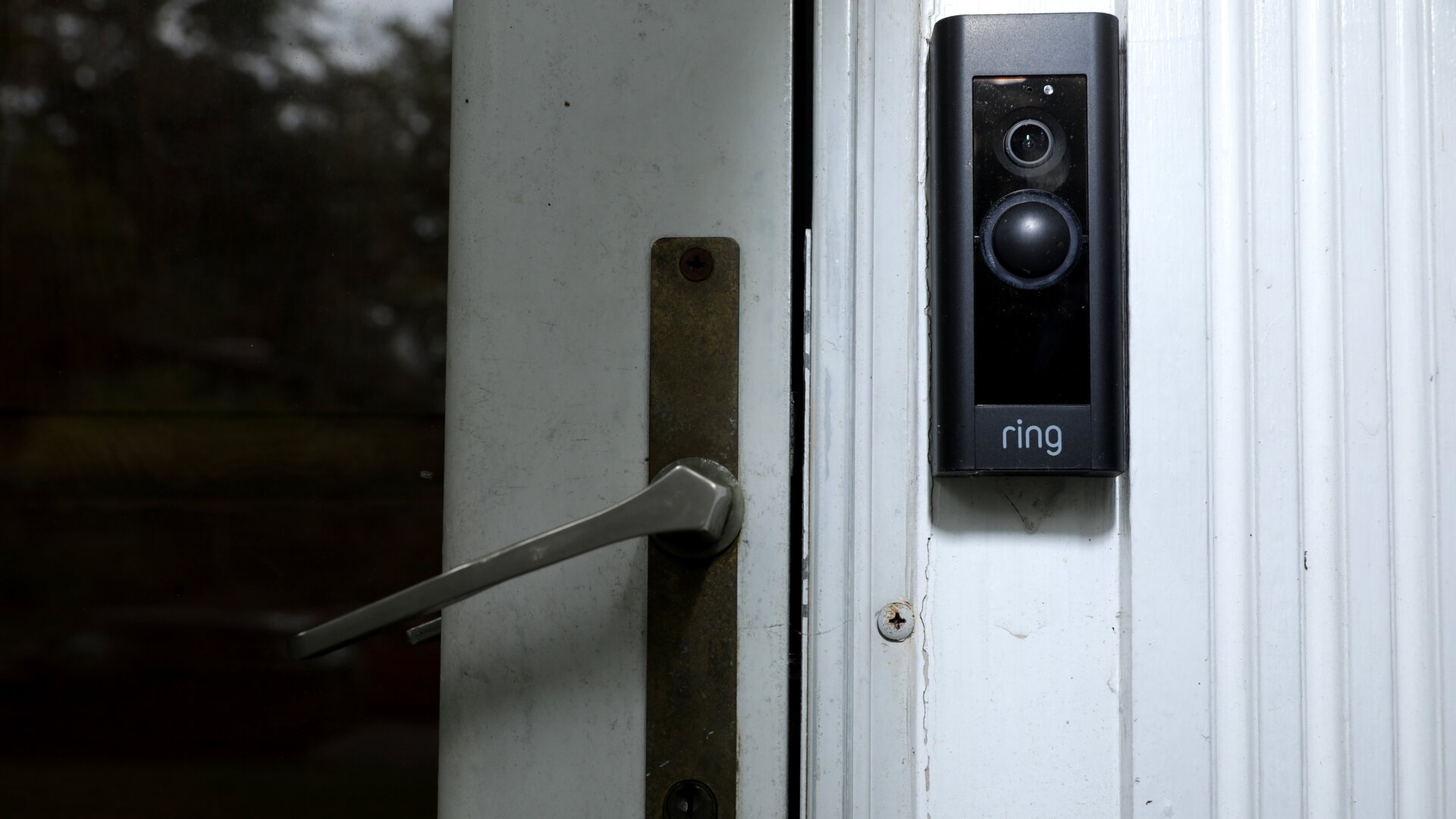 A doorbell device with a built-in camera made by home security company Ring is seen on August 28, 2019 in Silver Spring, Maryland.