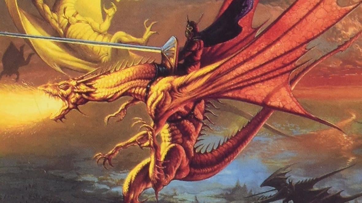 A close-up of Jeff Easley’s original cover for The Legend of Huma.
