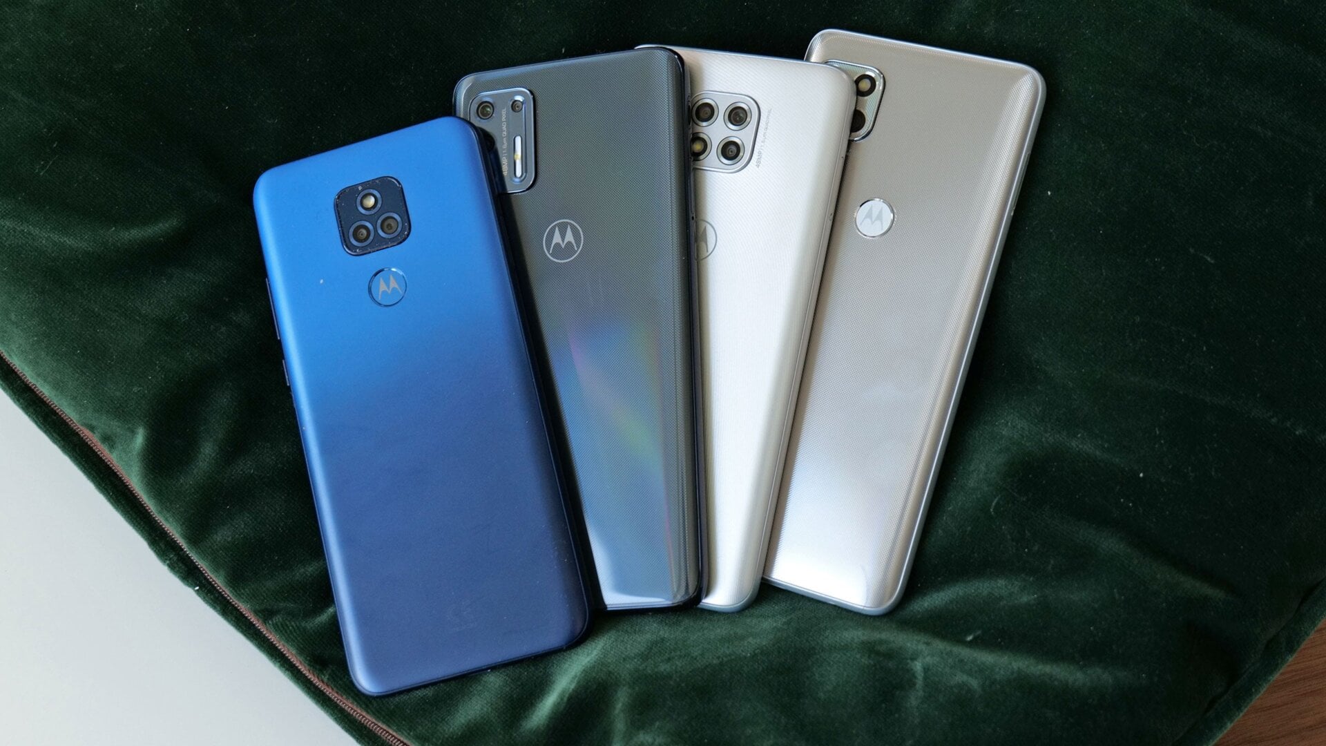 From left to right, we have the Moto G Play, Moto G Stylus, Moto G Power, and Moto One 5G Ace. 