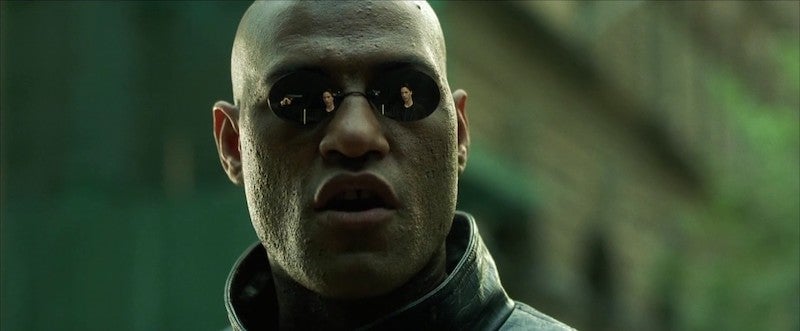Morpheus having a conversation with Neo.