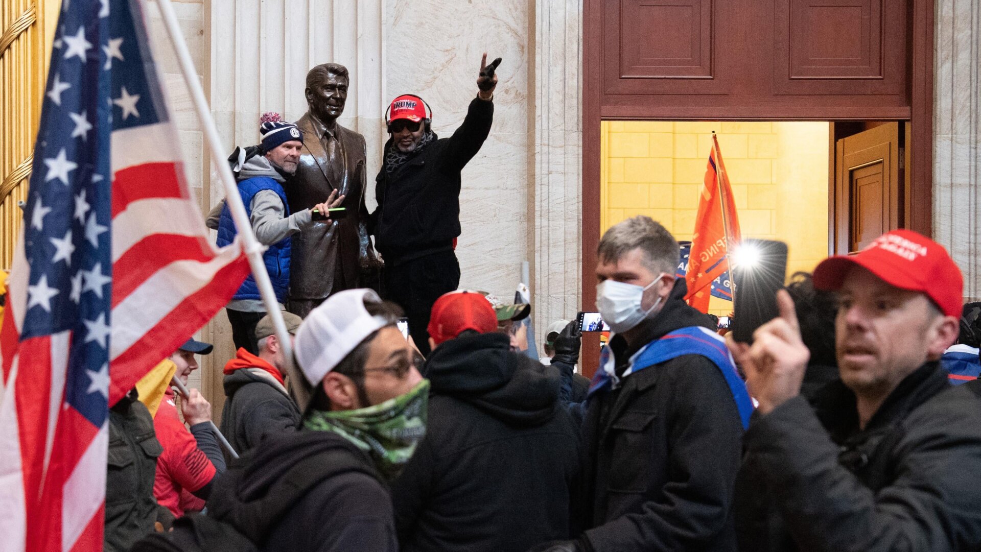 Neo-fascist supporters of President Donald Trump enter the US Capitol’s Rotunda on January 6, 2021, in Washington, D.C.