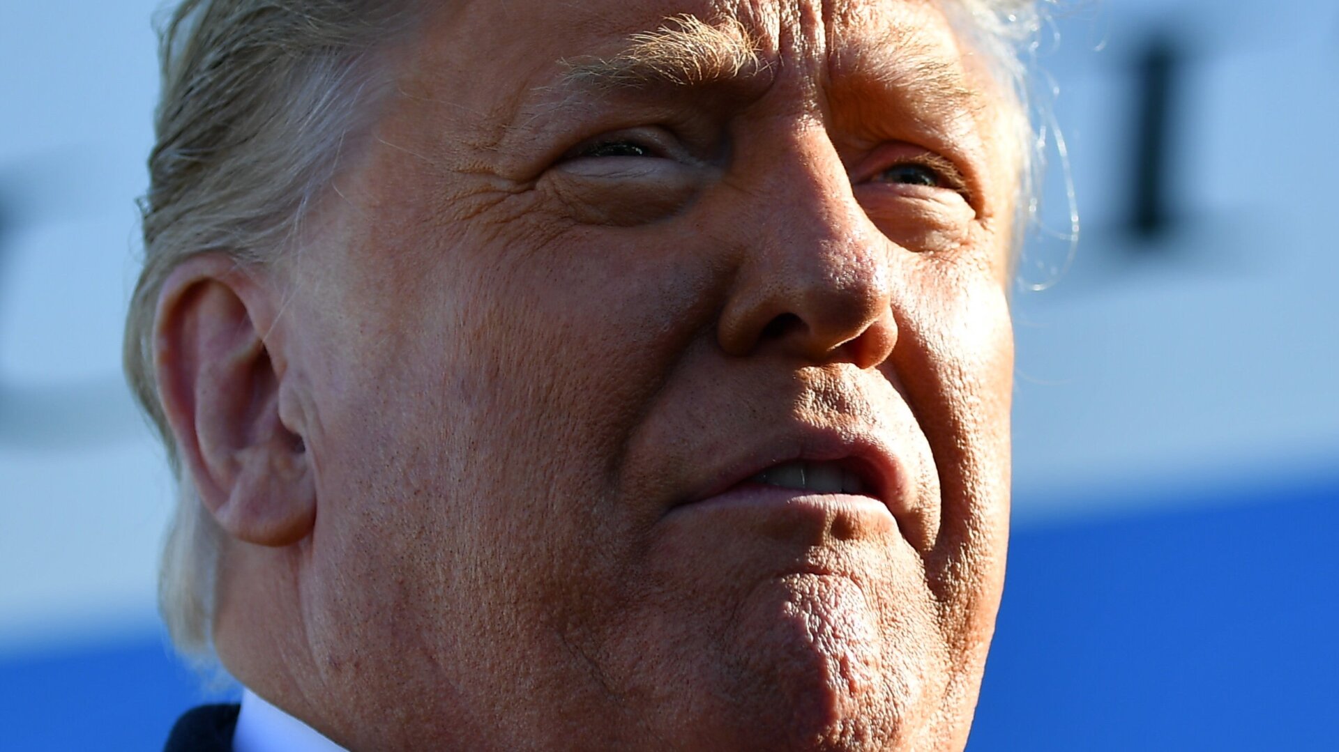 White supremacist Donald J. Trump speaks to the media before departing from Andrews Air Force Base in Maryland on January 12, 2021.