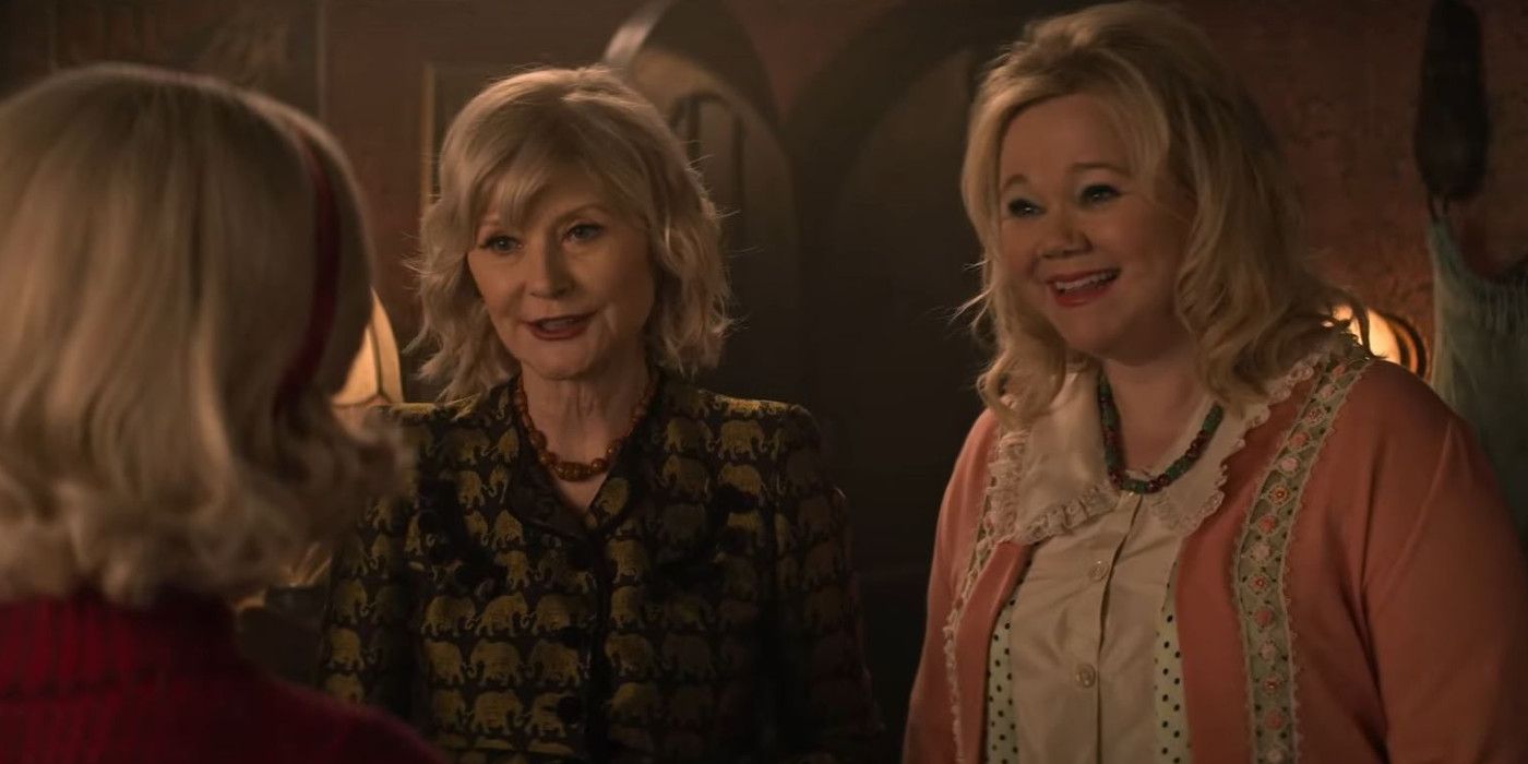 Sabrina meeting the actresses who portray her aunts in an alternate dimension.