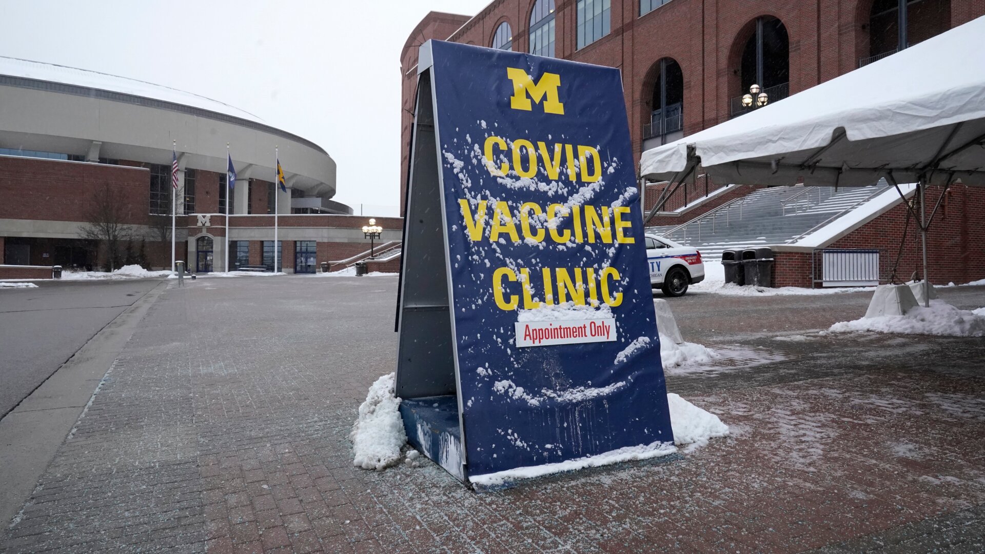A covid-19 vaccination clinic at the University of Michigan Stadium in Ann Arbor, Michigan, February 10, 2021.