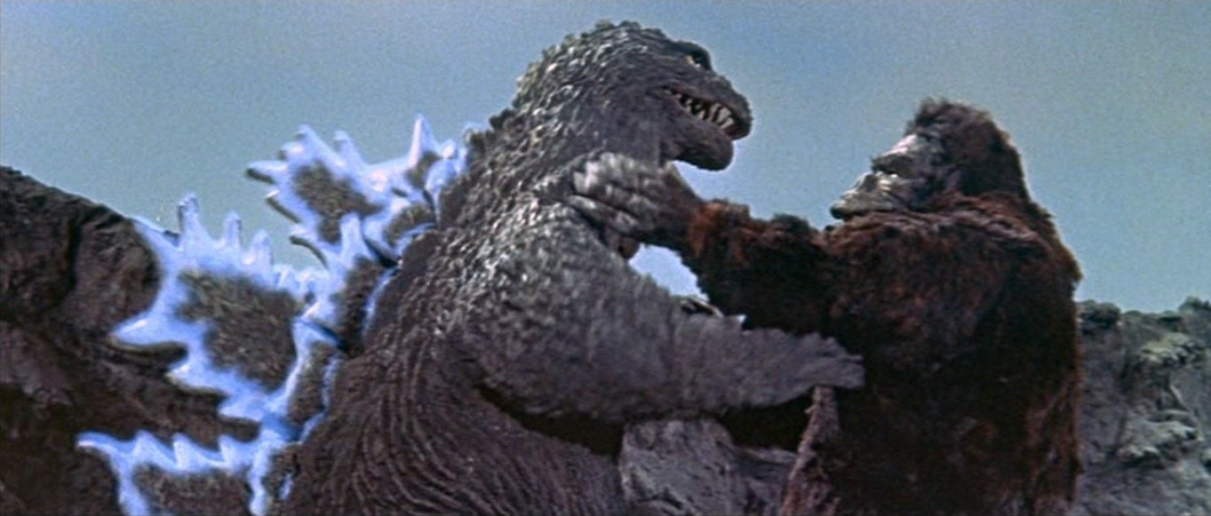 Godzilla and King Kong having a disagreement back in 1962.