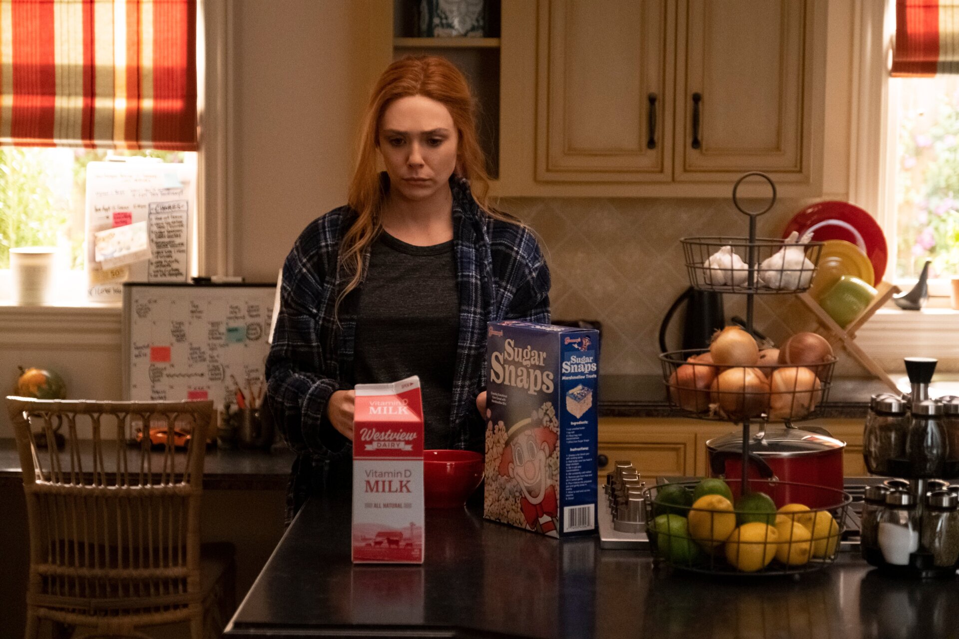 Wanda trying to make herself some breakfast.