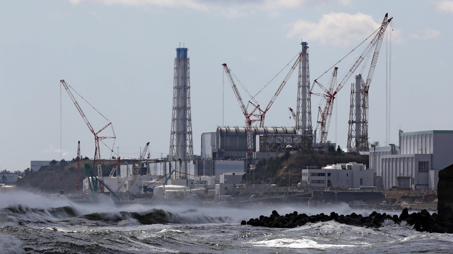The Tokyo Electric Power Company’s Fukushima Daiichi nuclear power plant is seen from Futaba Town, Fukushima prefecture on March 11, 2020.
