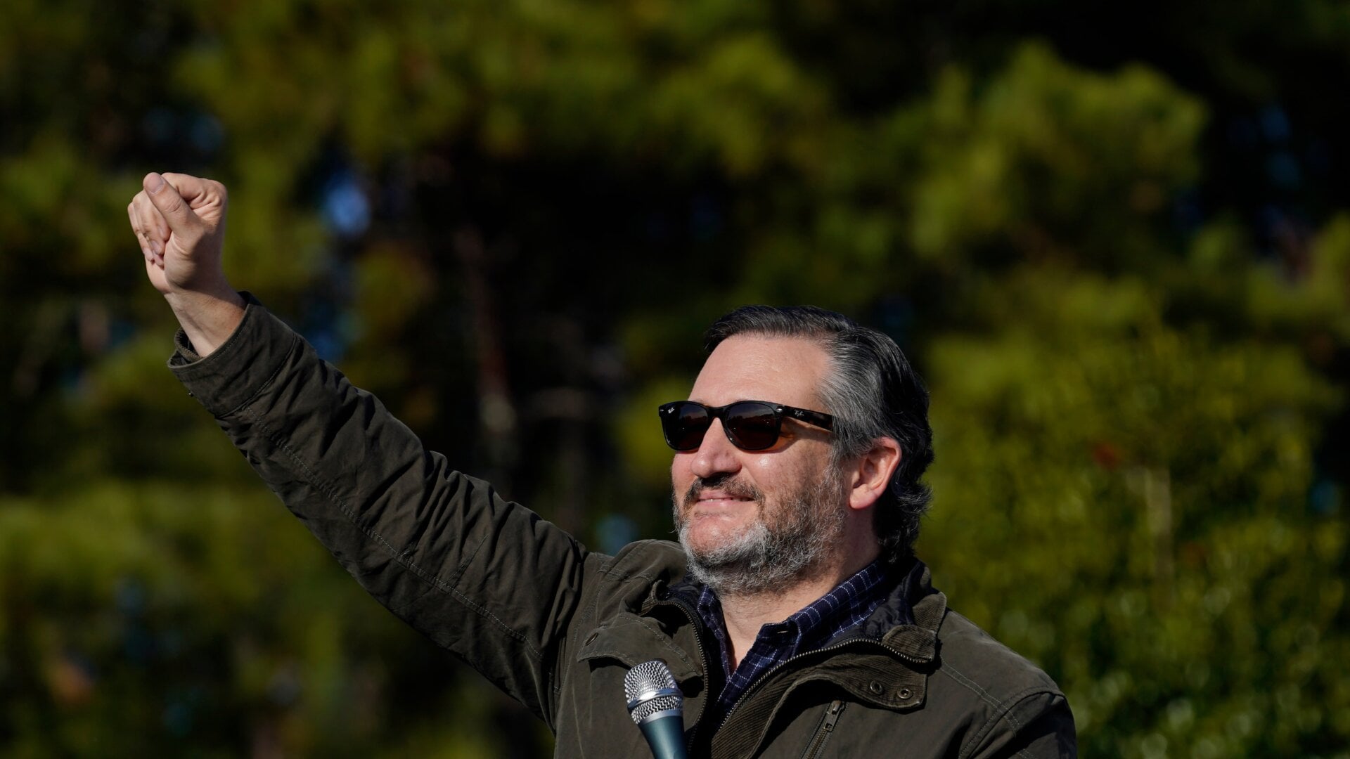 Sen. Ted Cruz greets a crowd before he speaks at a campaign rally for Sen. Kelly Loeffler in Cumming, Georgia in early January.