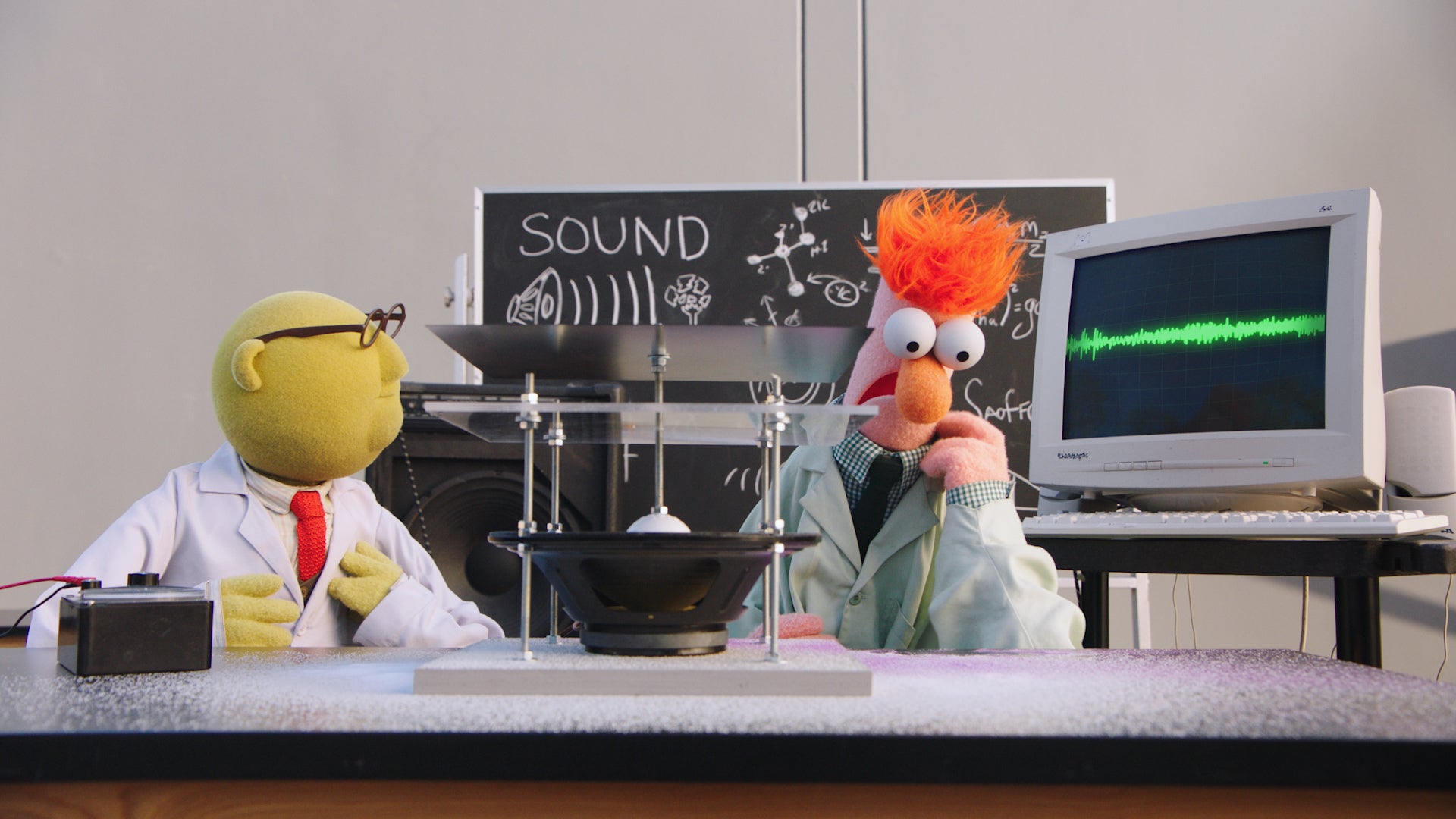 Bunsen and Beaker on recent Disney+ series Muppets Now.