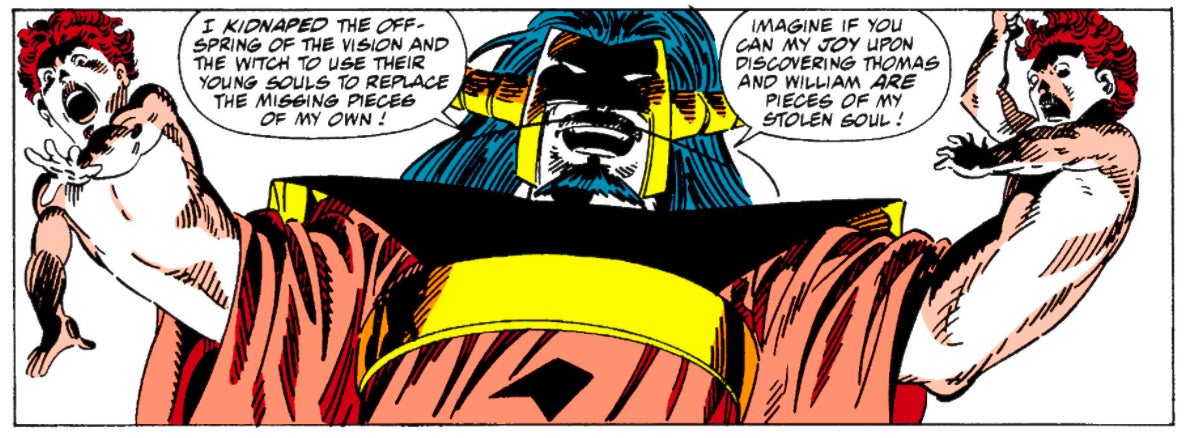 Pandemonium explaining why he’s stolen Billy and Tommy.