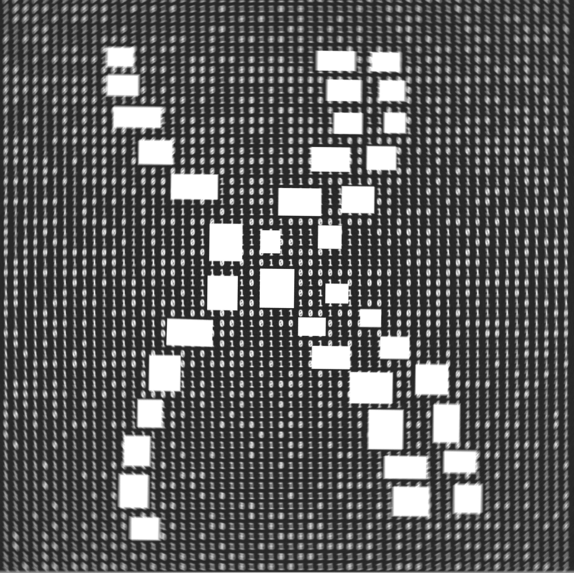 A chromosome (genetic material) superimposed on binary code.